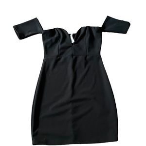 Blue Blush Little Black Cocktail Dress off Shoulder Deep V Size M Sweetheart